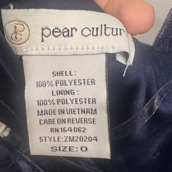 Pear Culture Navy Blue Beaded Tulle Mini Dress Size 0 with Ruffled Skirt & Adjus - Picture 5 of 8